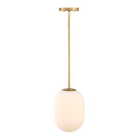 Designers Fountain Noor 60 Watt 1-Light Brushed Gold Modern Pendant Light with Etched Opal Glass Shade D324M-8P-BG